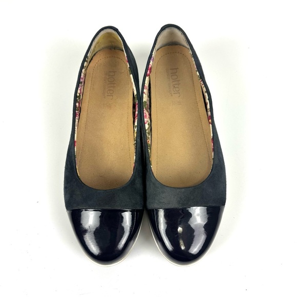 Hotter Angel Navy Suede Cap Toe Slip On Comfort Shoes Dual Fitting Womens Sz 8.5 - Picture 2 of 9